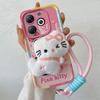 KEYSION Cute 3D Cartoon Plush Case for Infinix Smart 8 8HD with Lanyard Soft Silicone Shockproof Phone Cover for Infinix Hot 40i