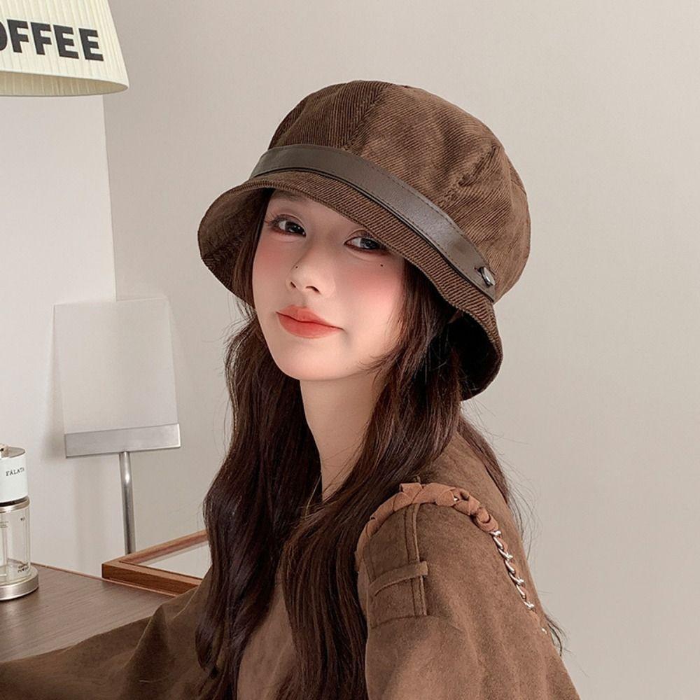 Warm Fisherman Caps Wide Brimmed Warm Basin Hat Casual Corduroy Bucket Hat Outdoor Travel