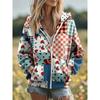 Women's 3D Print Vintage Boho Hoodie Patchwork Hoodie Sweatshirt Floral Zip Up Casual Long Sleeve Hooded Street Dailywear Patchwork Zipper Pocket