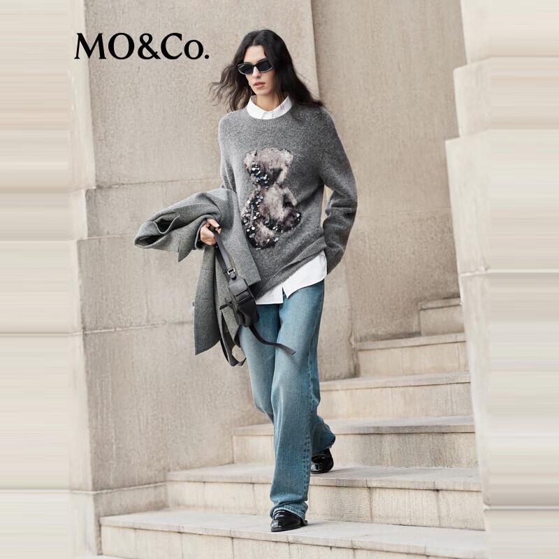 

MO&Co. Зимние термоджинсы из выстиранного денима прямого кроя 2024 L 28