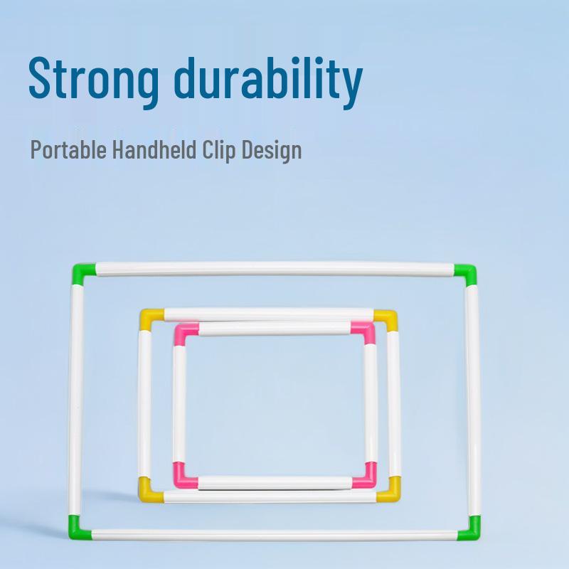 Clip-on Handheld Plastic Embroidery Hoop Frame with Stand and Ribbon Tools for Cross-stitch and Su Embroidery