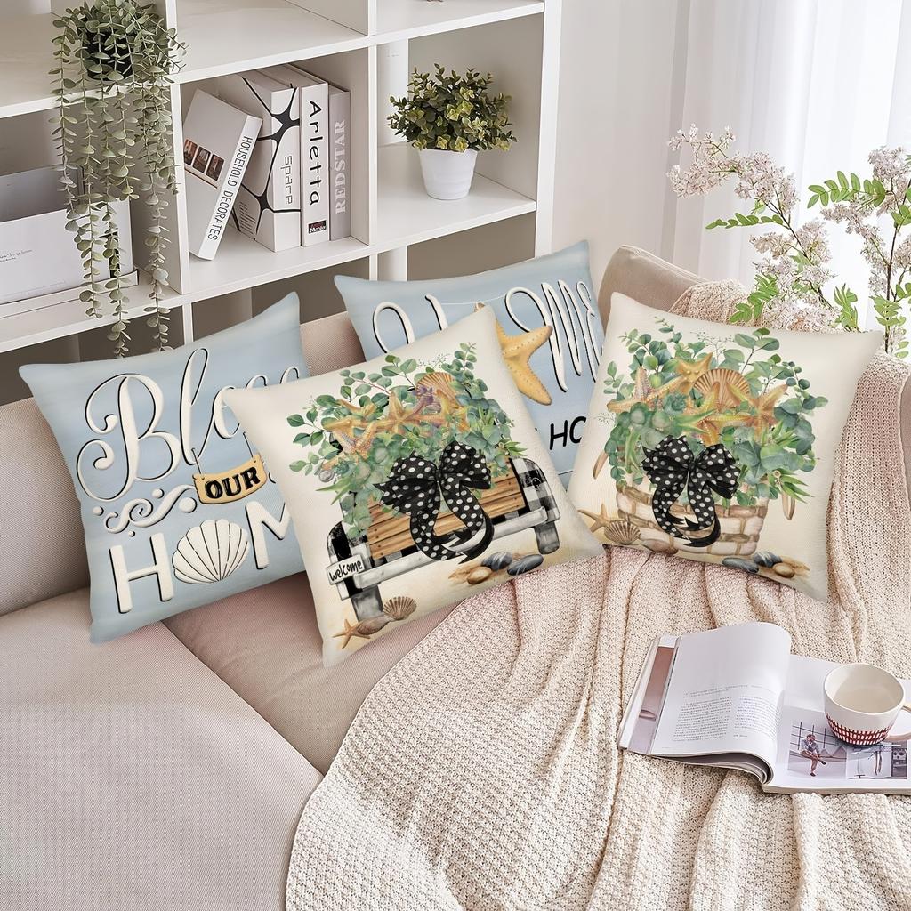 Bless Our Home Nautical Themed Pillow CoversLiving room sofa cushion cover, soft and comfortable, bedroom room decoration