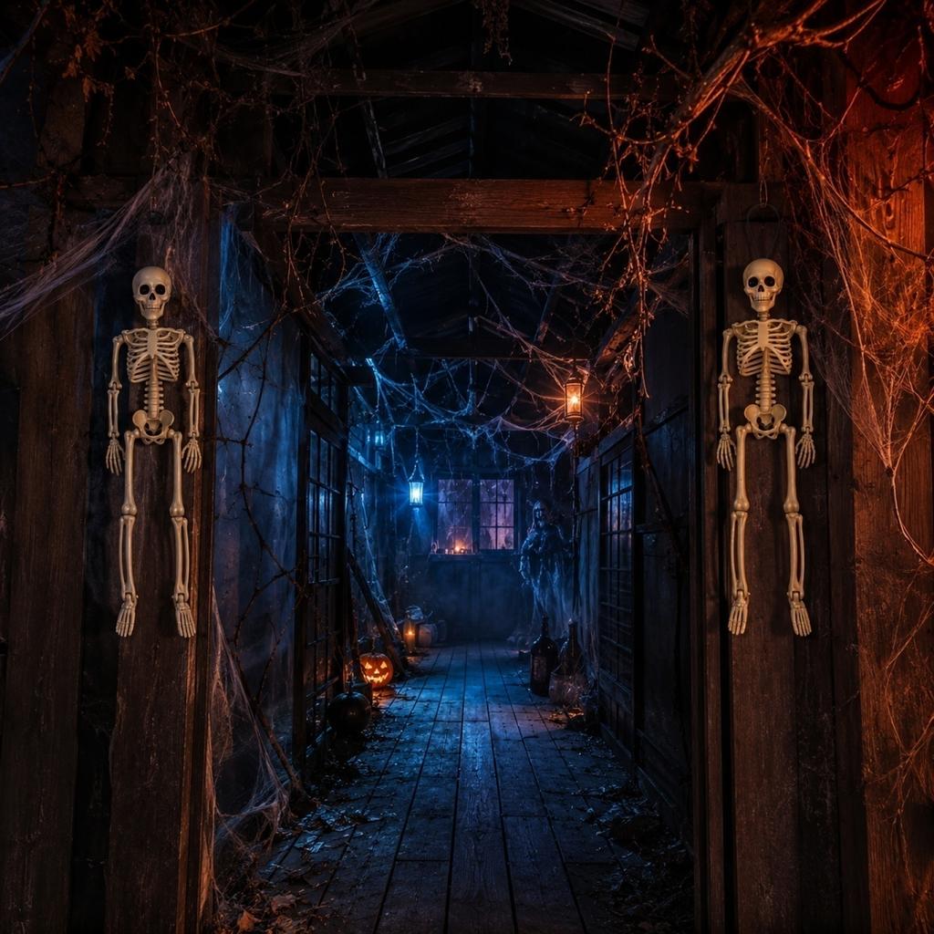2 Pack Poseable Skeleton Halloween Decoration Plastic Jointed Skeleton Prop for Haunted House Room Setup Indoor Outdoor Use