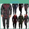 Hooded Men's Long Sleeve Camouflage Onesie Jumpsuit For Casual Wear**