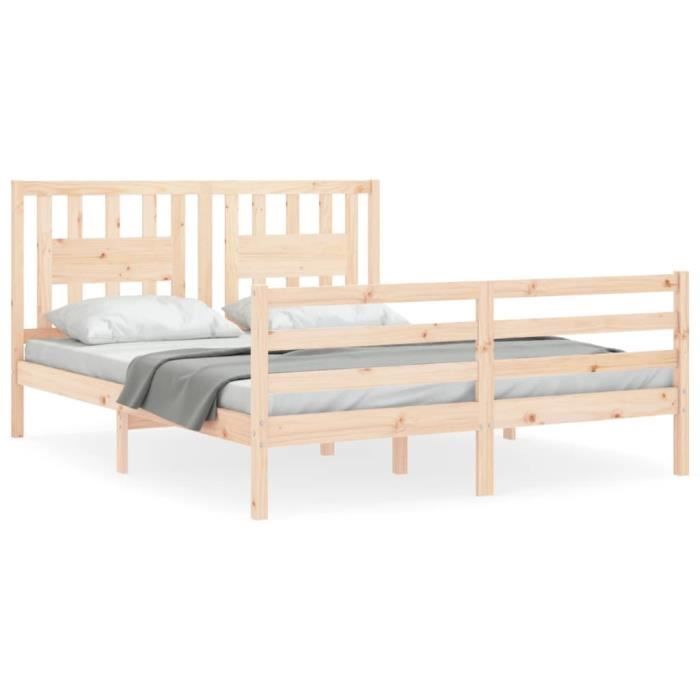VidaXL Bed Frames with Headboard 160x200 Cm Solid Wood 3194581