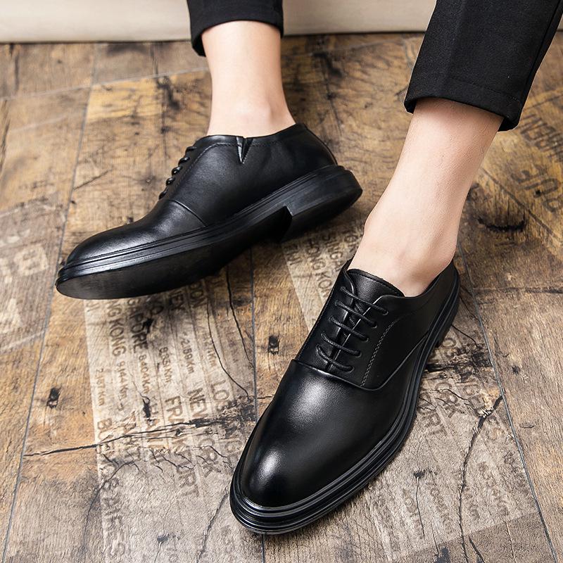 Men s Trendy Non-Slip Leather Slip-On Shoes - Breathable, Casual, Pointed Toe 37