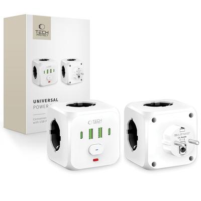 Pcl3X4 Power Socket 2 Usb & 2 Type-C & 3 Socket White