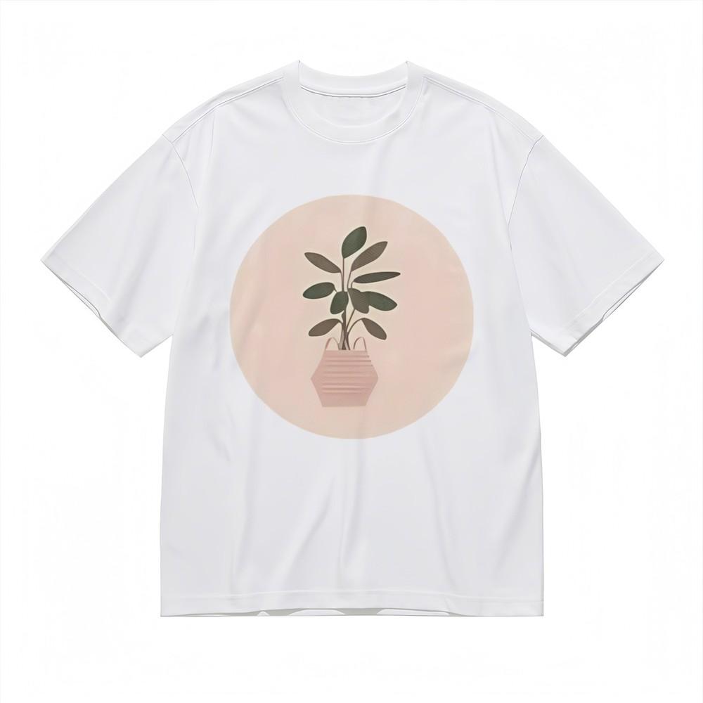 Men's Breathable All Season Classic T-Shirt Minimalist Potted Plant Tee Summer