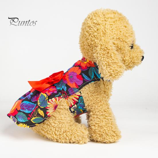 Lindo adorável vestido de princesa para cachorro com estampa floral e laço para filhotes de cachorro e uso diário