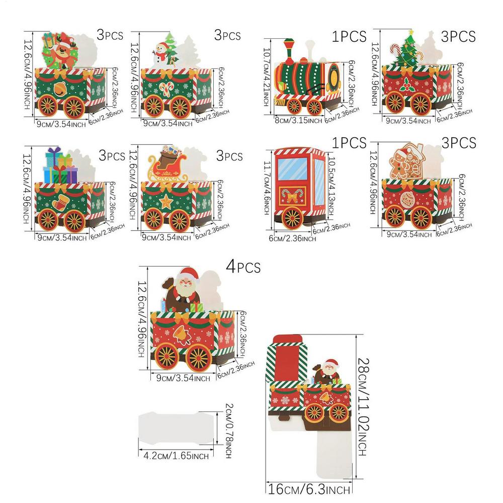 

24 Pieces Christmas Gift Train Box Train Shape Multi Compartment Storage Organizer Santa Claus Gift Storage Box For Kids Friends Other