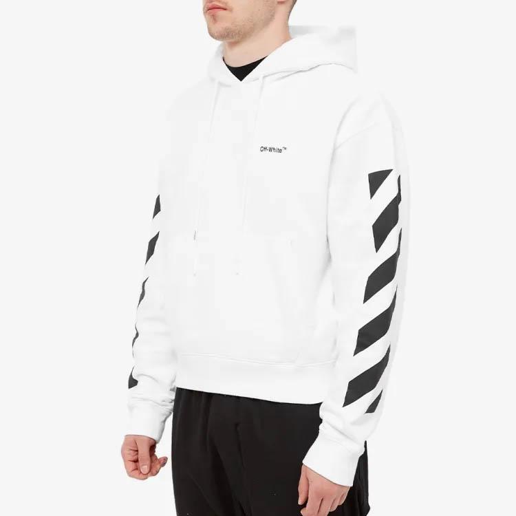 Off-White Drag Helvetica Oversize Hoodie Weiß/Schwarz Herren Tops OMBB037C99FLE0010110