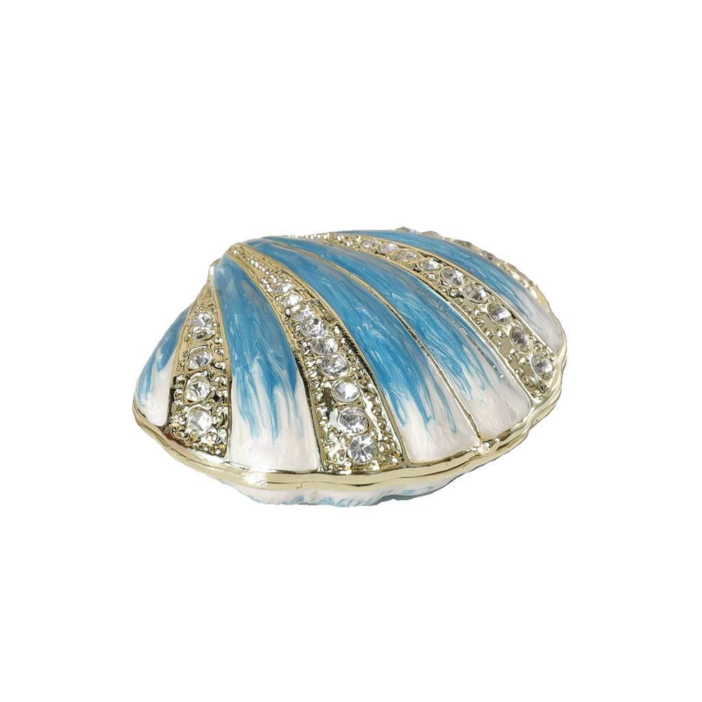 Scatola Portagioie a Forma di Conchiglia Blu Regalo Festa della Mamma Lega Scatola Portaoggetti Smalto Conchiglia Marina Scatolina