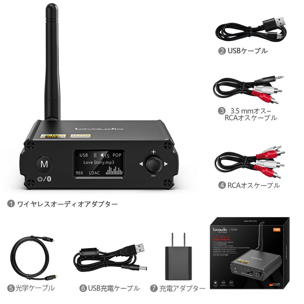 1Mii Bluetooth Receiver Wireless Receiver Bluetooth Audio Receiver for Speaker LDAC Output USB Input 5.1 AudiophileDAC/AptX/HD/Low Latency/AAC