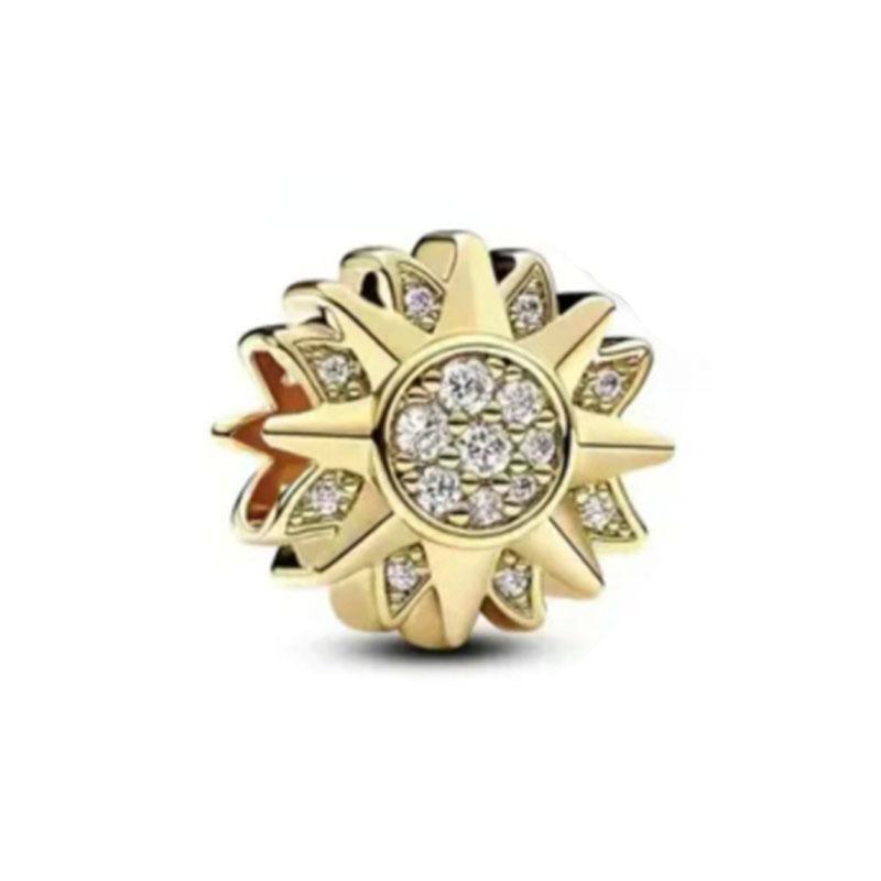 Fine Copper And Rose Gold Plated Sun Crown Pendat Fit Original Bracelet Trinket Necklace Jewelry Sunflower Charms