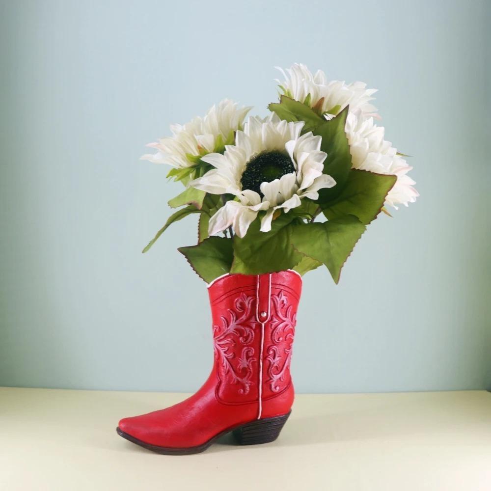 Unique Boot Shaped Vases Resin Flower Arrangement Pot Creative Boot Flower Pot  Desktop Display
