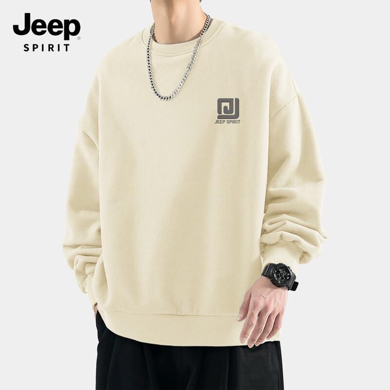 

JEEP SPIRIT Men s 2025 New Fleece-Lined Crewneck Sweatshirt 3XL