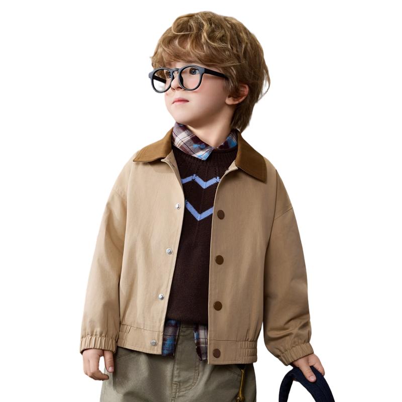 ASK JUNIOR Boys  Khaki Color-Block Casual Jacket