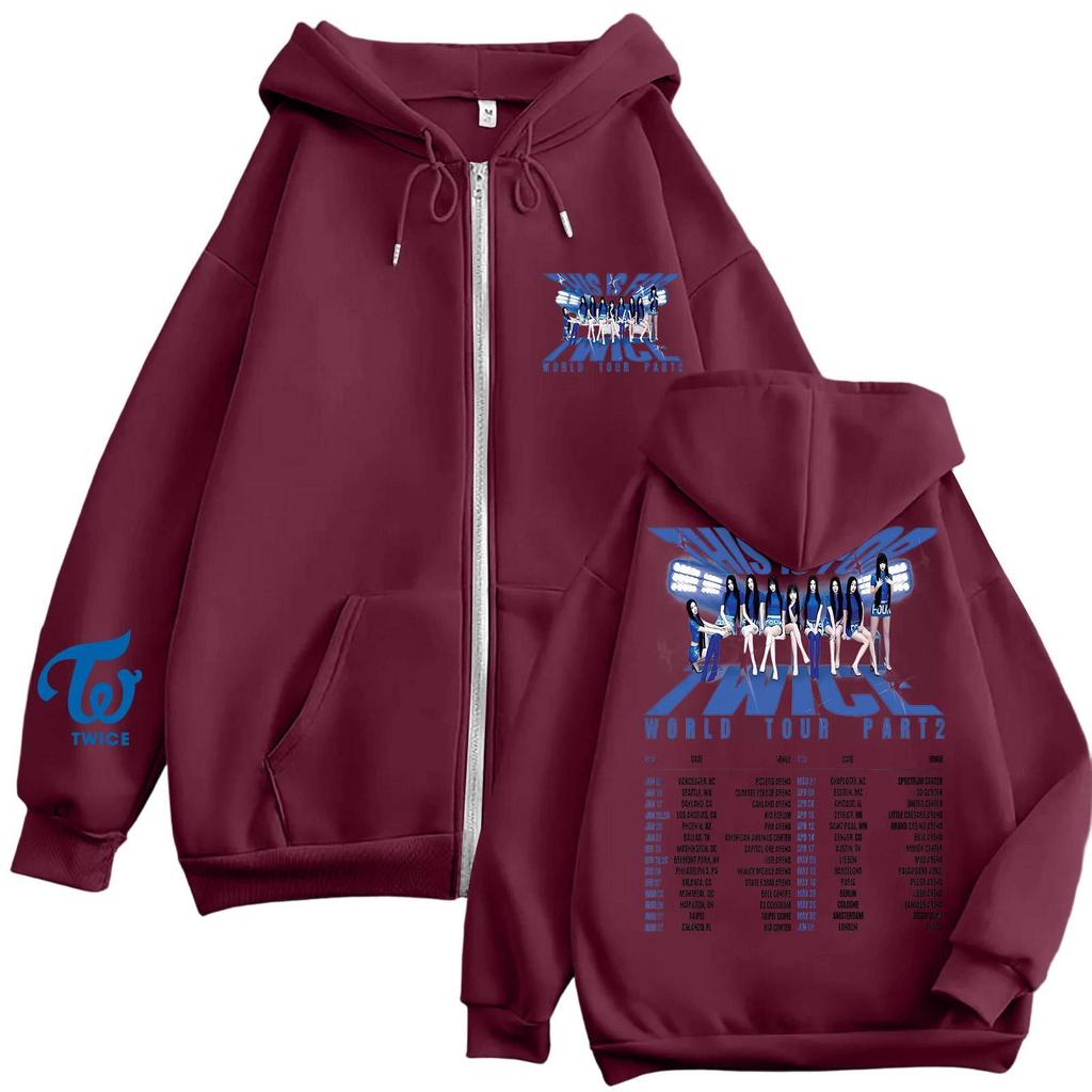 Damska codzienna modna bluza z kapturem zapinana na zamek, z nadrukiem i długim rękawem