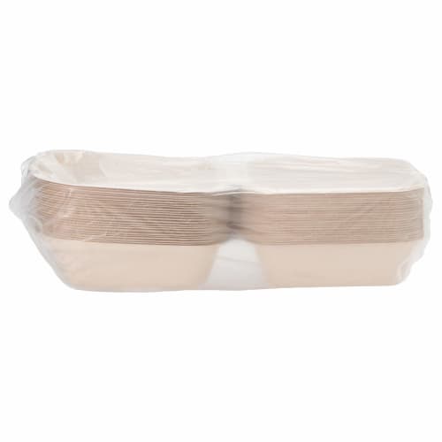 Strix Design Disposable Food Packs, Square, 25 Count, 16 X 15 X 8 Cm, Unbleached, Microwaveable, Water and Oil Resistant, Bento Boxes, Takeout Contain