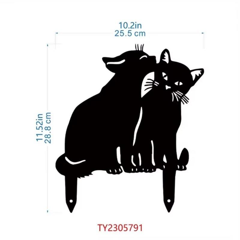 Metal Cat Fence Decoration - Enhance Garden Whimsy for Outdoor Spaces