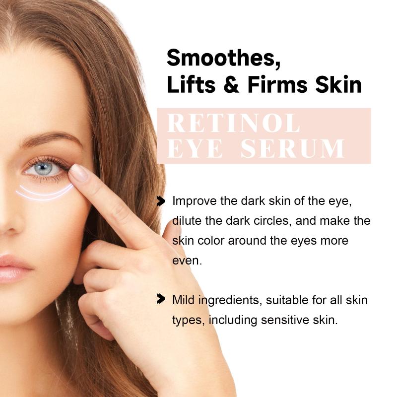 Retinol eye serum diminishes fine lines, puffiness, and dark circles, leaving the skin around the eyes firm and supple