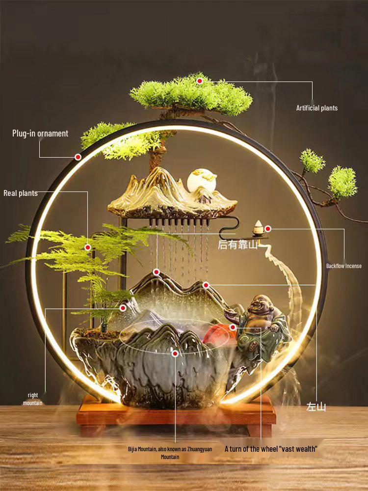 Flowing Water Backflow Incense Fountain & Humidifier - Perfect for Home, Office, or Gift Decoration.