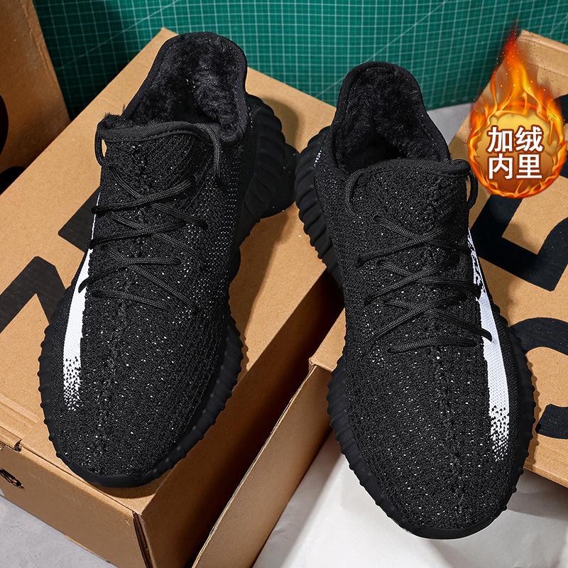 Fleece Thickened Winter Coconut All Black Casual Warm Running Shoes Sports Real Soft-soled Sneakers