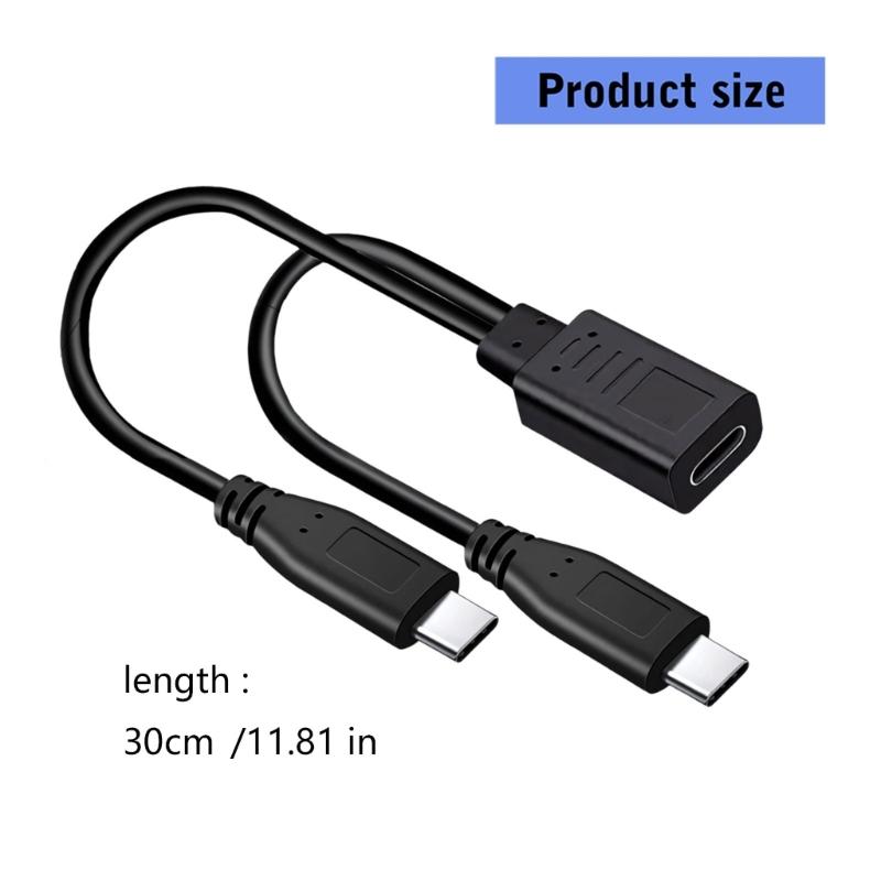 Type C to Double Type C Chargers Cable 5V 3A Power Delivery 15W Fast Charging Cable  for Phones Tablets 30cm Length