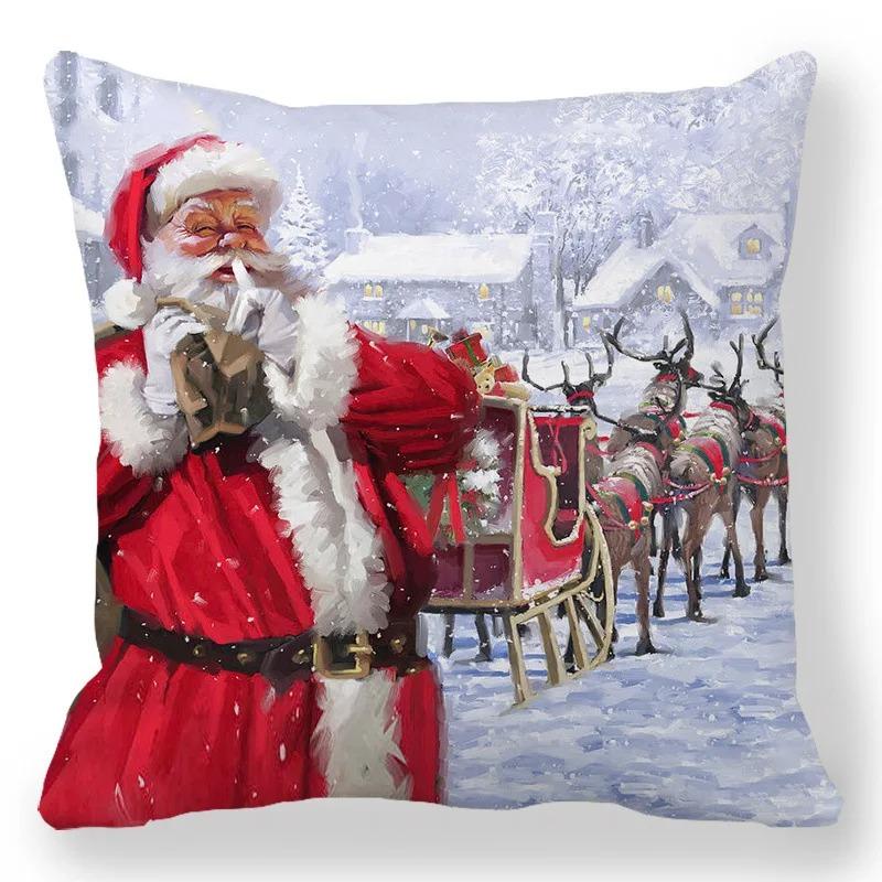 Christmas Themed Pillowcases Car Accessories Office Santa Claus Living Room Sofa Home Pillowcases