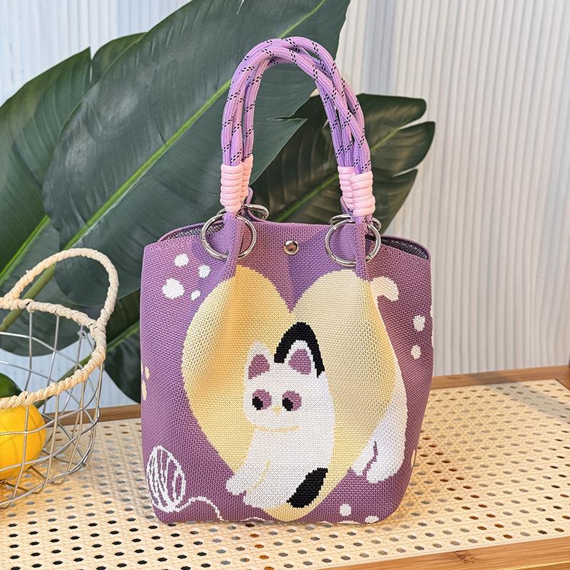 Koreanische & Japanische Strick-Tragetasche: Tragbare, großvolumige quadratische Tasche für Pendler & Ausflüge