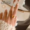 EManco Women Signet Ring, Chunky Round Top Initial Letter Stamp, Stainless Steel Punk Candid Fashion Jewelry