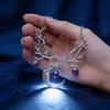 Gothic Purple Crystal Moon Pendant Necklace For Women And Men Fashion Jewelry