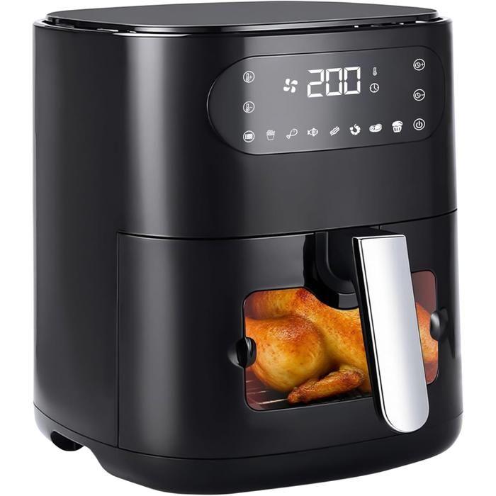 Friteuse à air chaud - NETTLIFE - 6 L - Panier unique avec hublot - 7 programmes - 11 fonctions