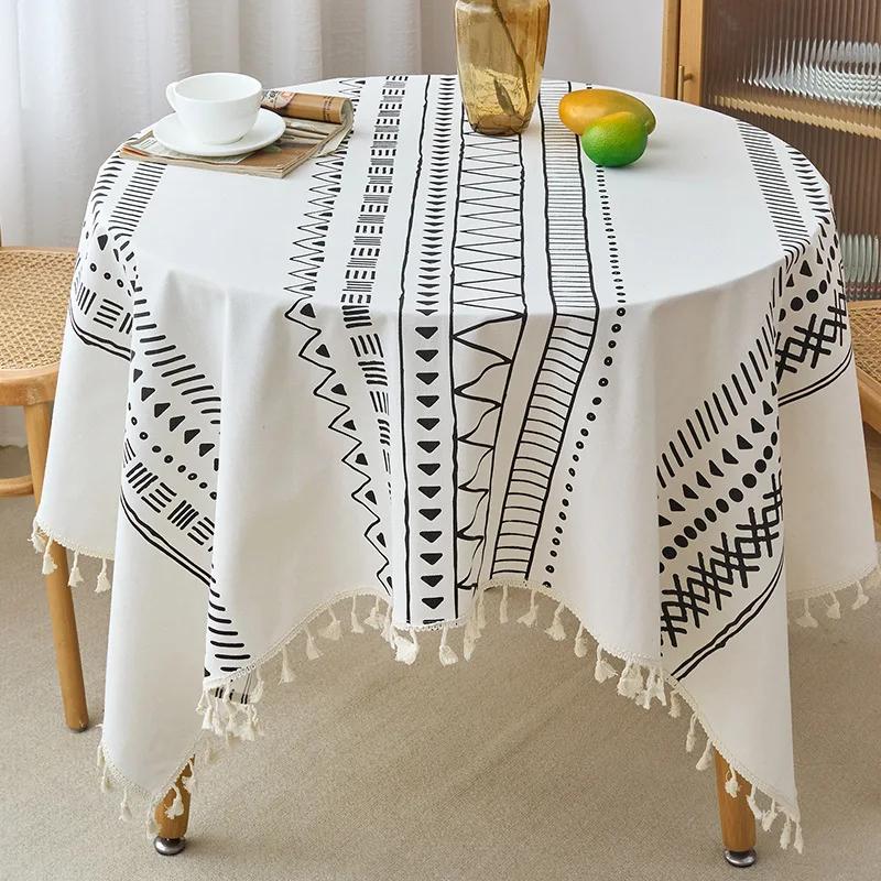 Round Tablecloth with Tassels Stretch Home 70/90/100/140cm Decorative Tablecloths Four Season Universal Manteles De Mesa Redonda