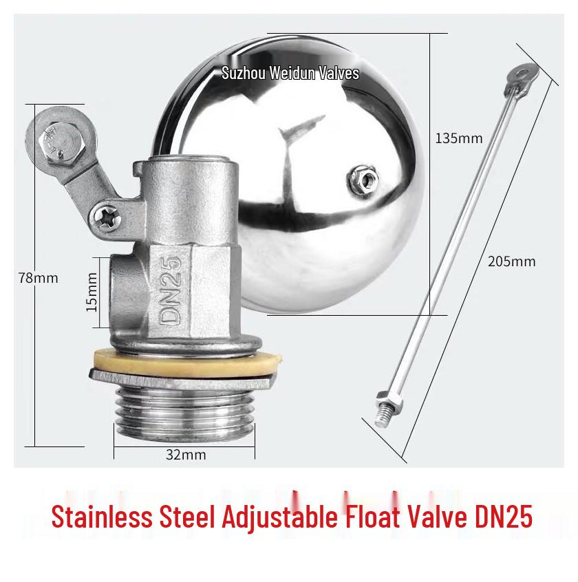 304 Stainless Steel Float Valve Water Level Controller for Tank/Tower, DN50 4-Point Inlet.