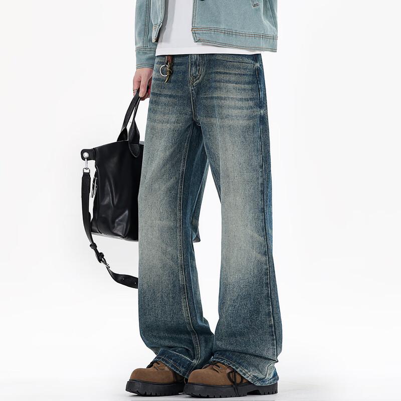 Men's American Retro Washed Flared Jeans