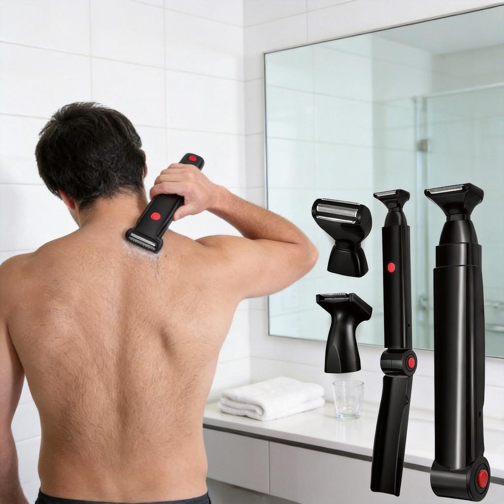 Electric Shaver Back Hair Trimmer With Usb Rechargeable Full Body Hair Removal Device For Men