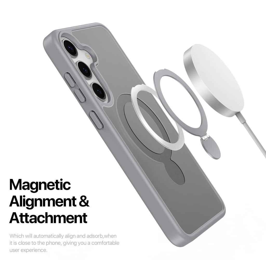 For Samsung Galaxy S25 Case DUX DUCIS Yind Series PC+TPU Phone Cover Compatible with MagSafe with Kickstand