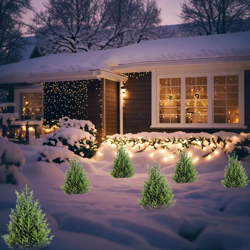 Artificial Cedar Tree Ground Stake Realistic Fake Evergreen Tree Outdoor Indoor Christmas Garden Lifelike Greenery Decoration