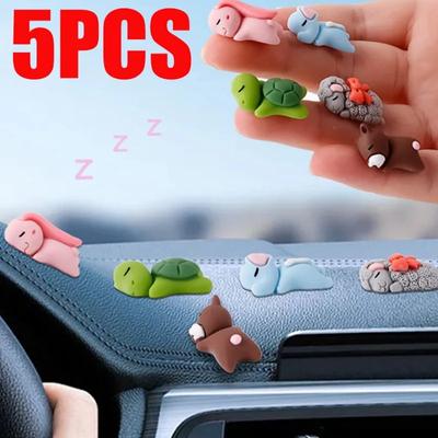 Mini Cartoon Animal Car Ornaments Car Dashboard Cute Animals Sleeping Decoration Pendants Auto Motorcycle Paste Ornaments Decor