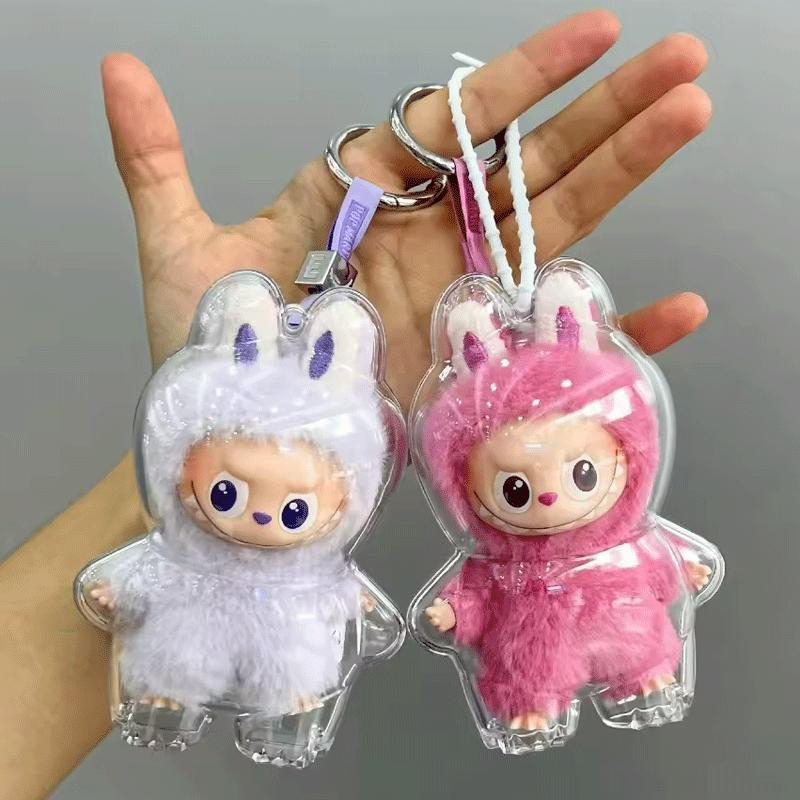 For Labubu 4.0 Pin For Love Transparent Protective Cover Monster Toy Elf Doll Cover Storage Box Display Cover For Party Dolls