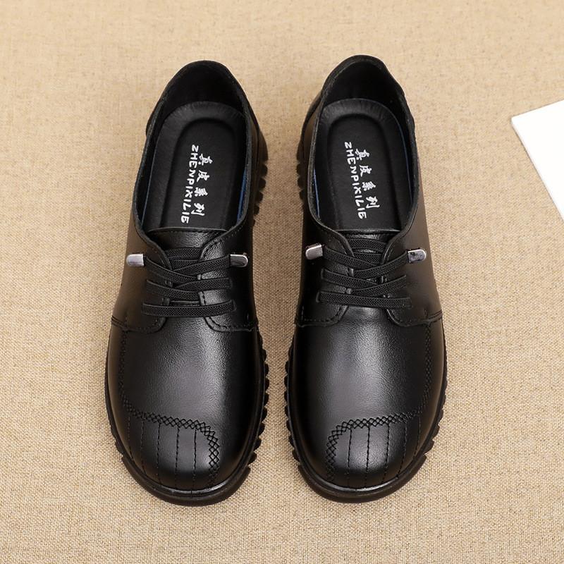 2025 direct sales leather middle-aged and elderly mothers single shoes soft sole comfortable wear-resistant versatile women's shoes