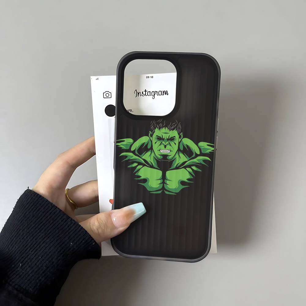 Superhero H-Hulk For Phone 17 16 15 14 13 12 11 Pro Max Plus Pro Air Phone Case Corrugated Stripe Back Cover