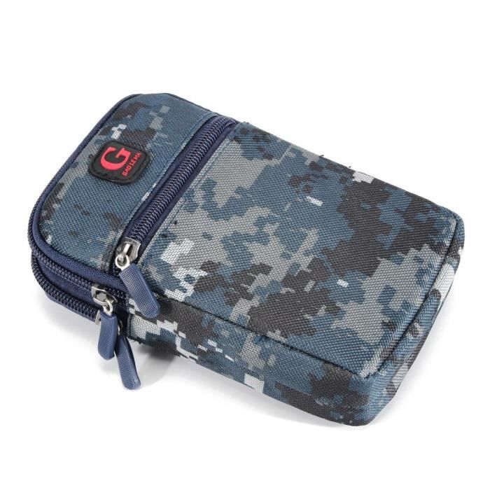 Étui Camouflage Housse Ceinture Multi-usages Armée Militaire Navale Pour Cubot King Kong CS (2020) > Bleu (17.5 X 10 Cm)