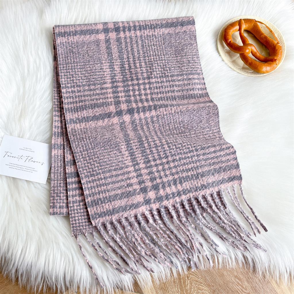 Korean Plaid Scarf Simple And Versatile Imitation Cashmere Material Soft And Skin-Friendly High-End Scarf Scarf Scarf Matching