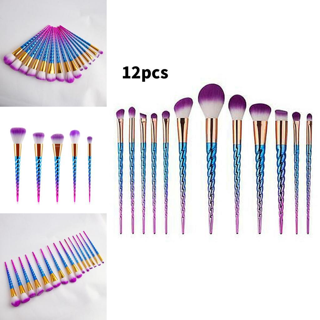 Mermaid Spiral Pattern 12 Piece Makeup Brush Set With Artistic Handles For Professional And Home Use