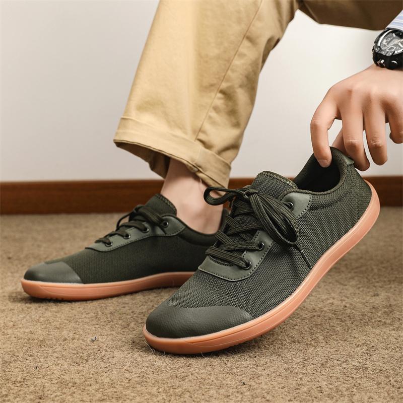Breathable Wide Toe Casual Sneakers Knitted Mesh Gym Training Shoes Non-slip Walking Flat Shoes Elastic Soled