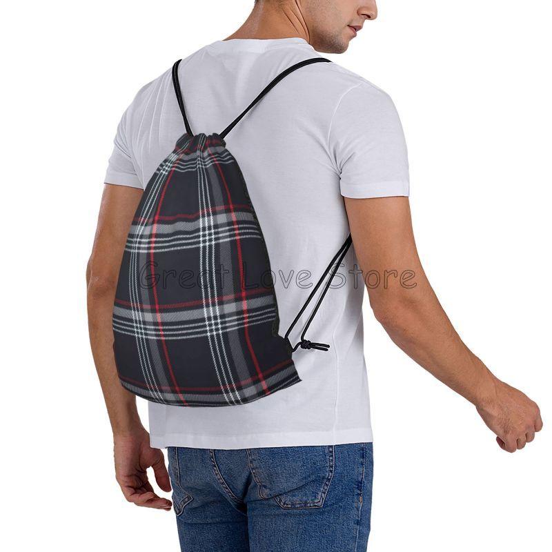 Custom GTI Tartan Drawstring Backpack Women Men Lightweight Foldable Sport Gym Sackpack Portable Sacks for Training