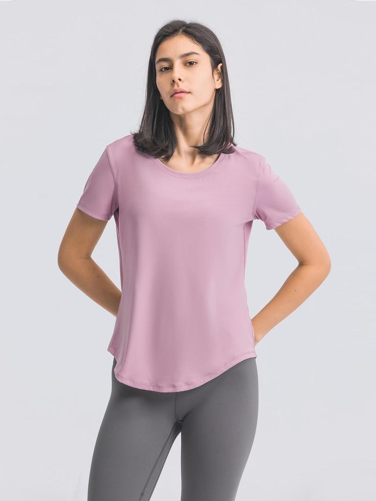 Women's Spring-Summer Yoga Short Sleeve T-shirt - Casual, Breathable, Loose-Fit for Running and Fitness