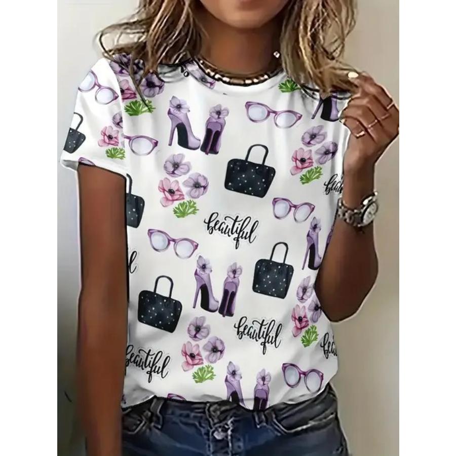 T-Shirt Women Tees 3D Print Short Sleeve Comfortable Sportwear T Shirts